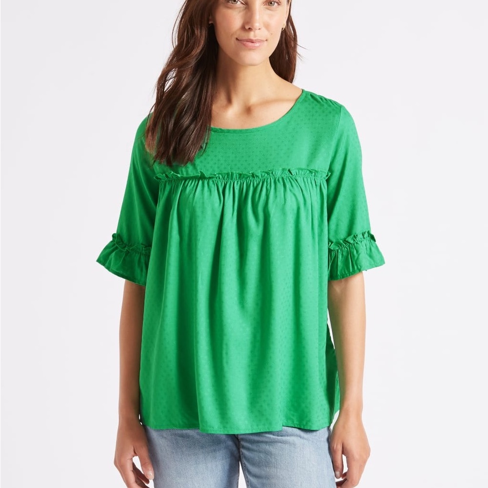 M&S Green Blouse - UK Size 8 (US 4-6) Casual Chic, Comfortable & Stylish